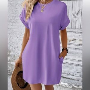 Lilac Purple Pocket Tee Dress